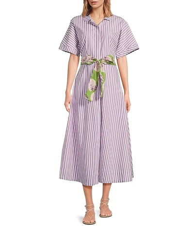 Buru Donna A-Line Striped Day Midi Dress