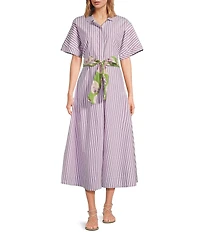 Buru Donna A-Line Striped Day Midi Dress