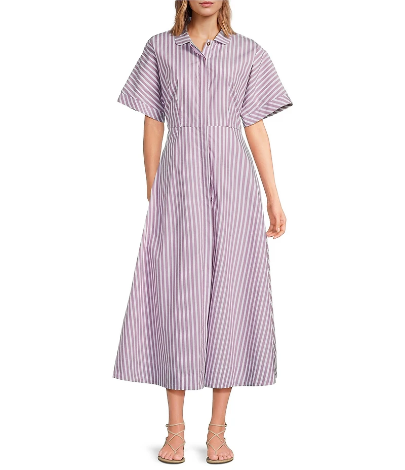 Buru Donna A-Line Striped Day Midi Dress