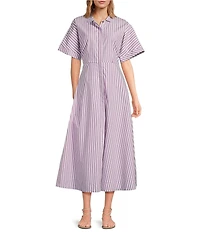 Buru Donna A-Line Striped Day Midi Dress