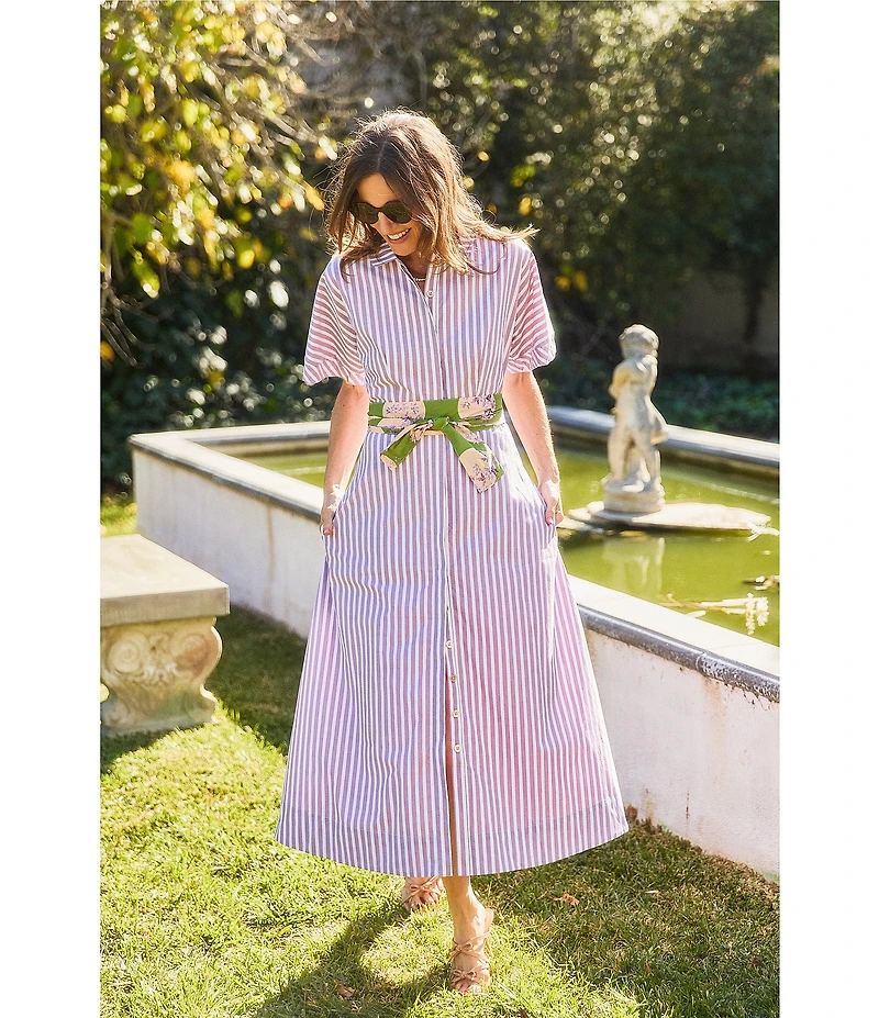 Buru Donna A-Line Striped Day Midi Dress