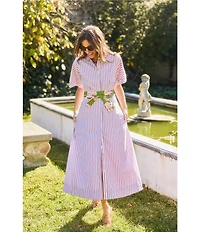 Buru Donna A-Line Striped Day Midi Dress