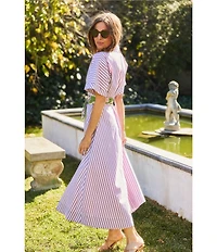 Buru Donna A-Line Striped Day Midi Dress