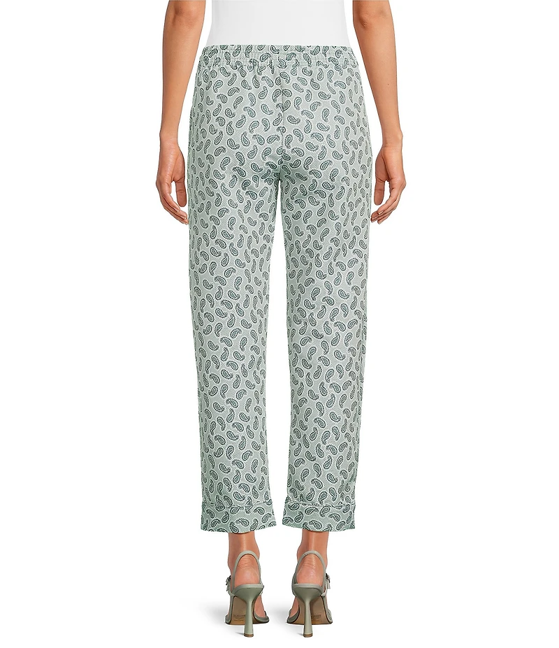 Buru Everyday High Rise Paisley Print Coordinating Ankle Pants