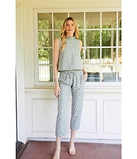 Buru Everyday High Rise Paisley Print Coordinating Ankle Pants