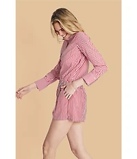 Buru Everyday Stripe Print Elastic Waistband Coordinating Shorts