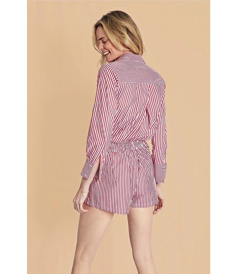 Buru Everyday Stripe Print Elastic Waistband Coordinating Shorts