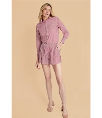 Buru Everyday Stripe Print Elastic Waistband Coordinating Shorts