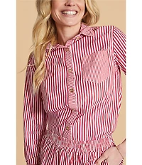 Buru Everyday Stripe Print Elastic Waistband Coordinating Shorts