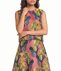 Buru Jacquard Textile Printed Crew Neck Sleeveless Coordinating Top