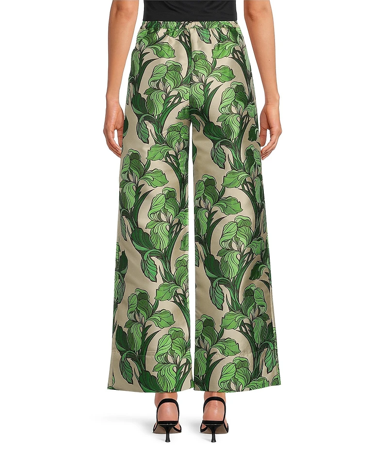 Buru Le Culotte Printed Brocade High Rise Cropped Wide Leg Pants