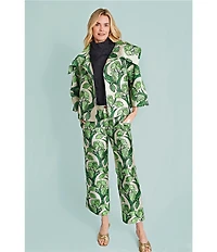Buru Le Culotte Printed Brocade High Rise Cropped Wide Leg Pants