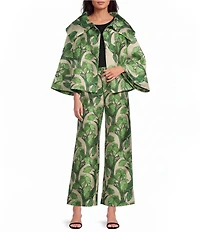 Buru Le Culotte Printed Brocade High Rise Cropped Wide Leg Pants