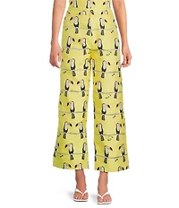 Buru Le Culotte Toucan Print Brocade High Rise Cropped Wide Leg Coordinating Pants