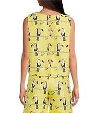 Buru Le V Mod Toucan Print V-Neckline Sleeveless Coordinating Top