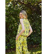 Buru Le V Mod Toucan Print V-Neckline Sleeveless Coordinating Top