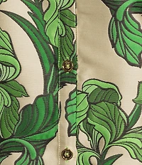 Buru Maxi Mod Printed Brocade Mock Neck Sleeveless Shift Maxi Dress