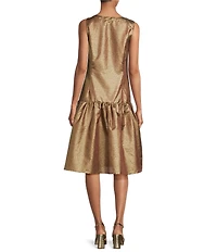 Buru Metallic Crew Neck Sleeveless Drop Waist Midi Dress