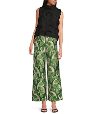 Buru Mod 3D Embroidered Mock Neck Cropped Sleeveless Cropped Top