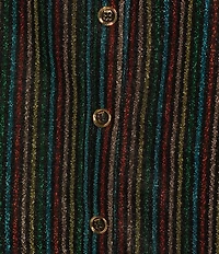 Buru Mod Brocade Woven Shimmer V-Neck Sleeveless Button Back Coordinating Boxy Crop Top