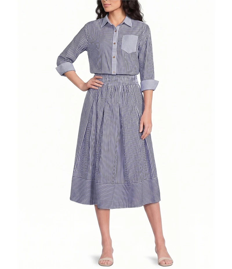 Buru Smocked Waist Midi Skirt