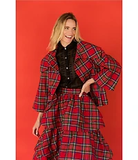 Buru Teagan Shimmer Tiered Ruffle Full Length Side Seam Pocket A-Line Skirt