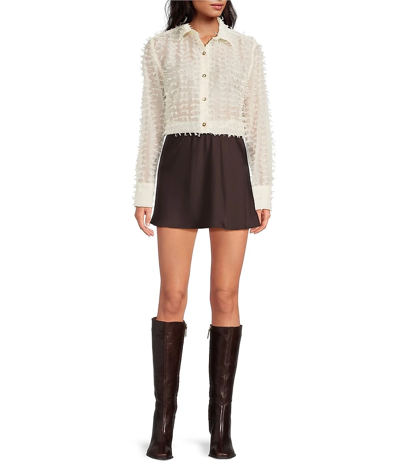 Buru Textured Contrast Collar Button Down