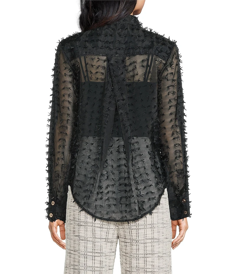 Buru Textured Contrast Collar Button Down