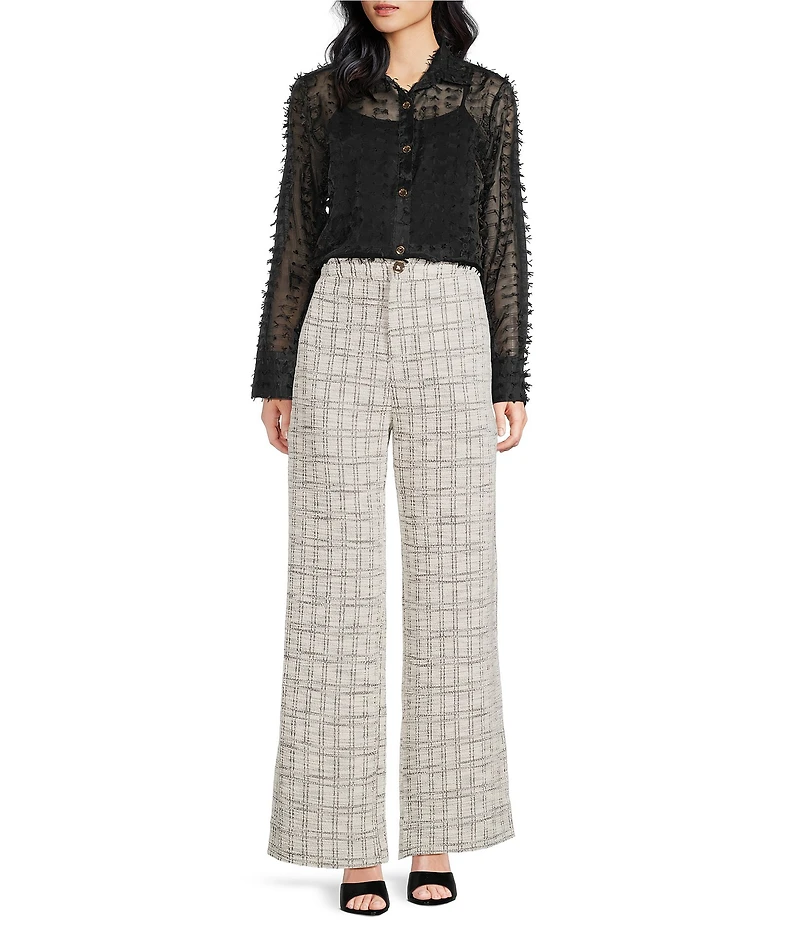 Buru Textured Contrast Collar Button Down