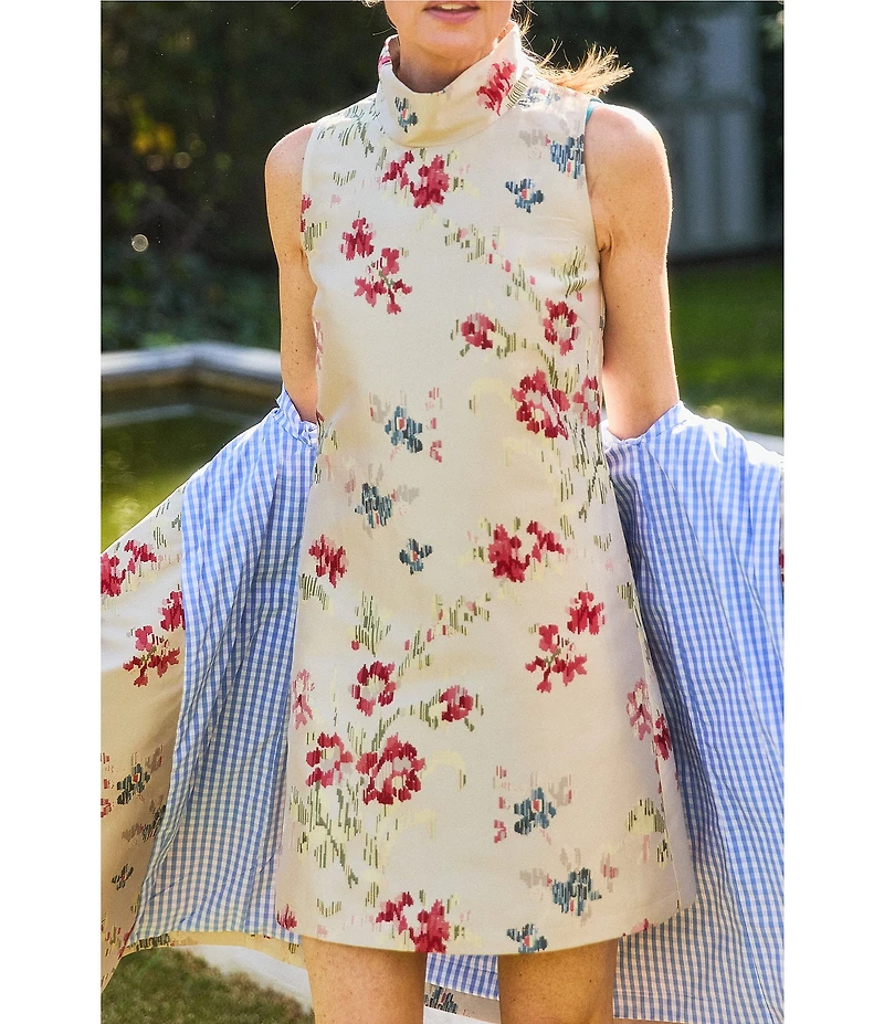 Buru Textured Jacquard Tailored V-Neck Sleeveless Sheath Mini Dress