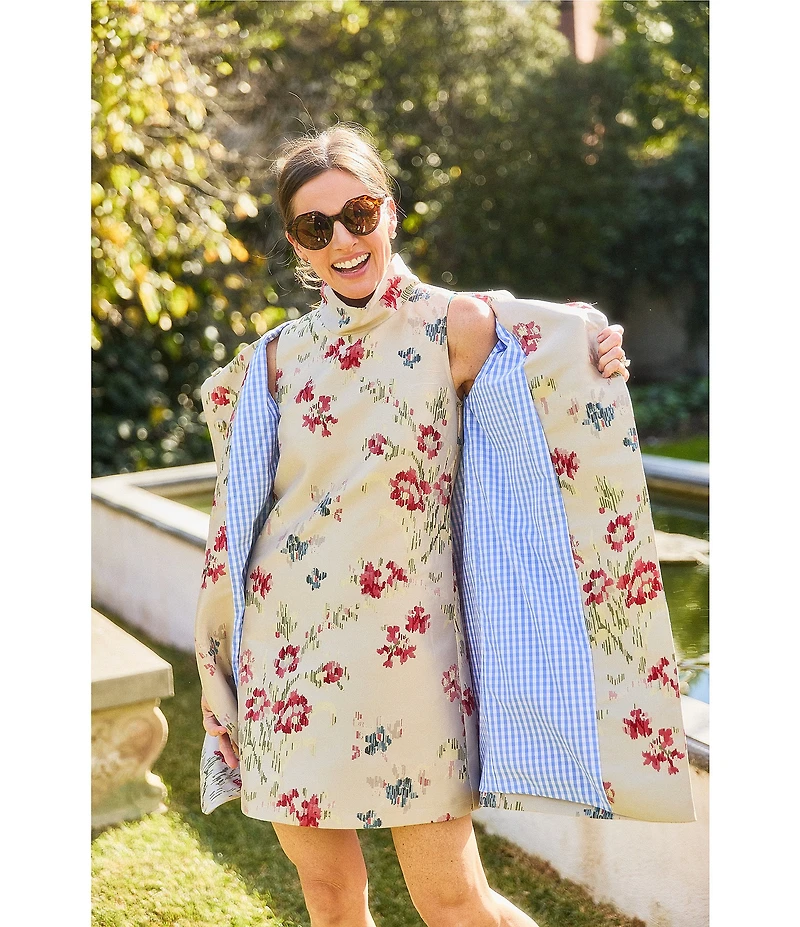 Buru Textured Jacquard Tailored V-Neck Sleeveless Sheath Mini Dress