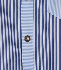 Buru Woven Striped Woven Button Down Long Sleeve Shirt