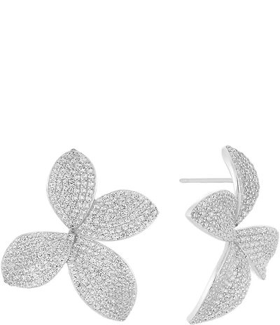 By Adina Eden Crystal Eden Pave Flower Stud Earrings