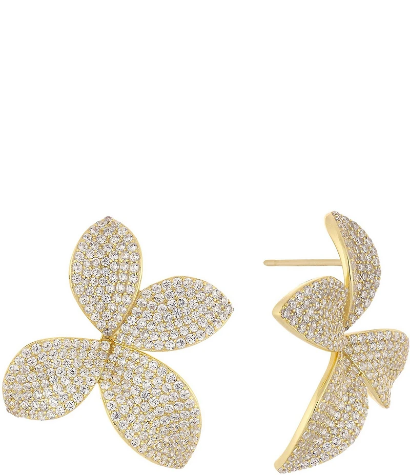 By Adina Eden Crystal Eden Pave Flower Stud Earrings