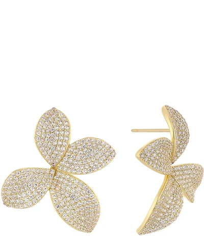 By Adina Eden Crystal Eden Pave Flower Stud Earrings