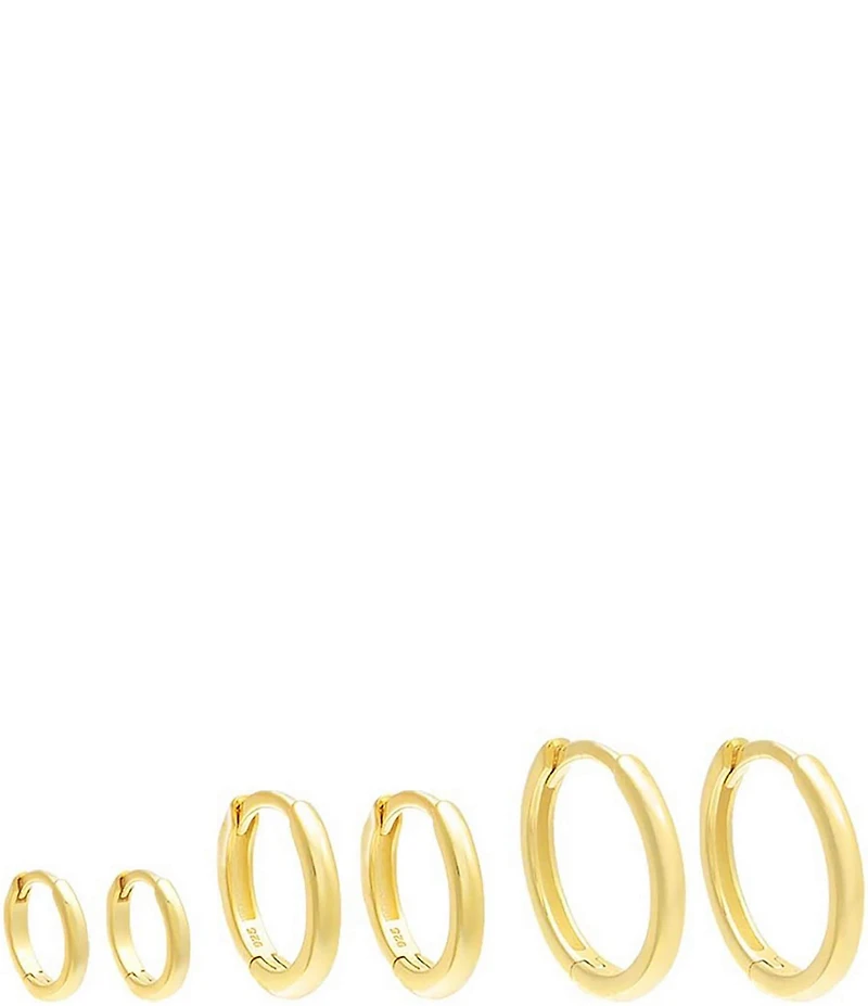 By Adina Eden Sterling Silver Solid Huggie Hoop Earring Set