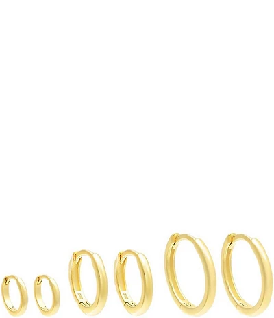 By Adina Eden Sterling Silver Solid Huggie Hoop Earring Set