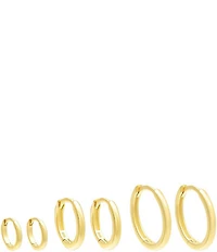 By Adina Eden Sterling Silver Solid Huggie Hoop Earring Set