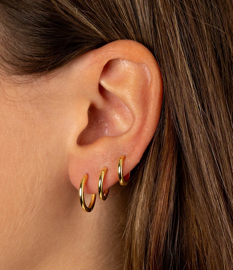 By Adina Eden Sterling Silver Solid Huggie Hoop Earring Set