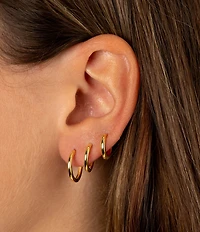 By Adina Eden Sterling Silver Solid Huggie Hoop Earring Set