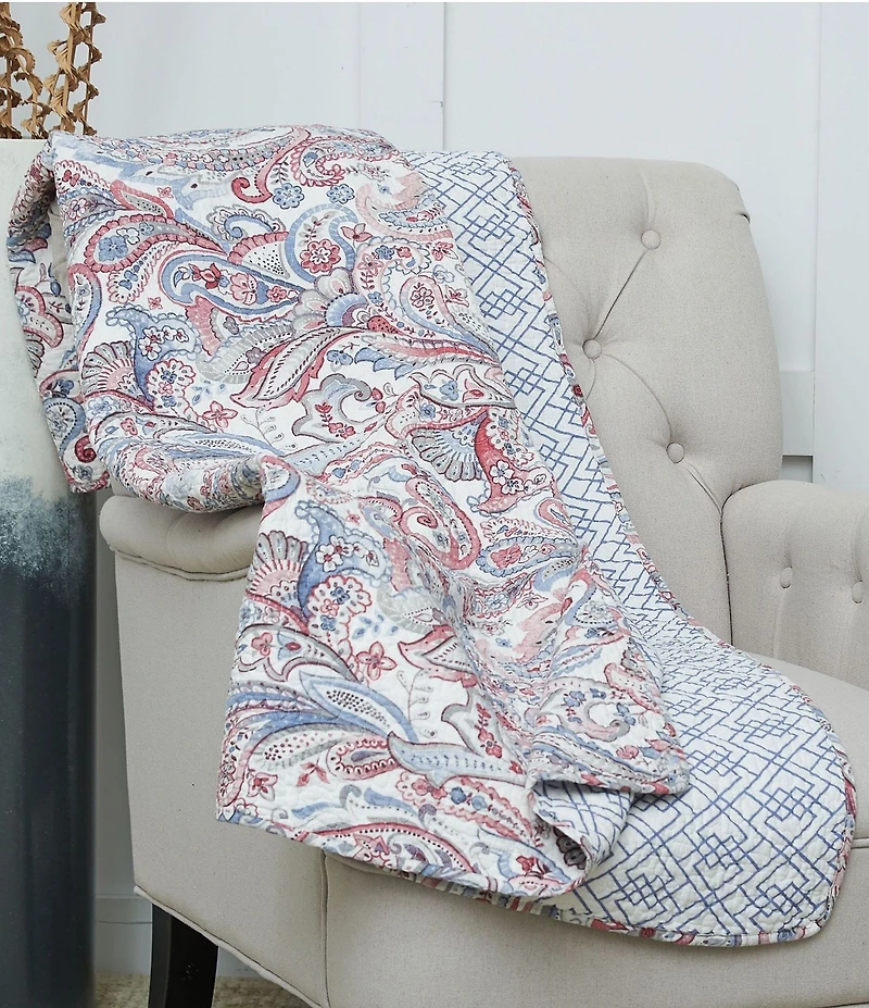 C&F Home Claiborne Paisley Abstract Pattern Reversible Cotton Throw Blanket