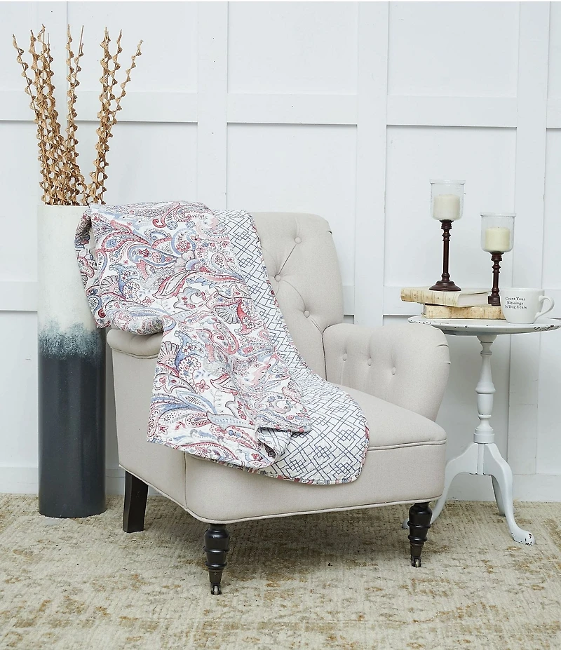 C&F Home Claiborne Paisley Abstract Pattern Reversible Cotton Throw Blanket
