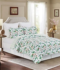 C&F Home Clover Bug Floral Reversible Green Chevron Quilt Mini Set