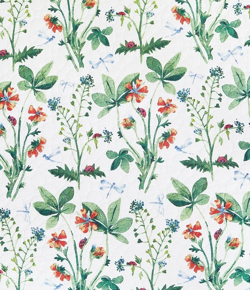 C&F Home Clover Bug Floral Reversible Green Chevron Quilt Mini Set