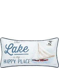 C&F Home Lake Is My Happy Place Printed and Embellished Throw Pillow