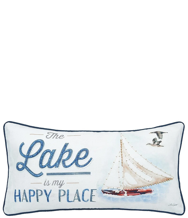 C&F Home Lake Is My Happy Place Printed and Embellished Throw Pillow