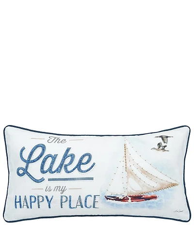 C&F Home Lake Is My Happy Place Printed and Embellished Throw Pillow