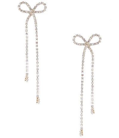 C by Cezanne Baby Stone Bow Drop Earrings