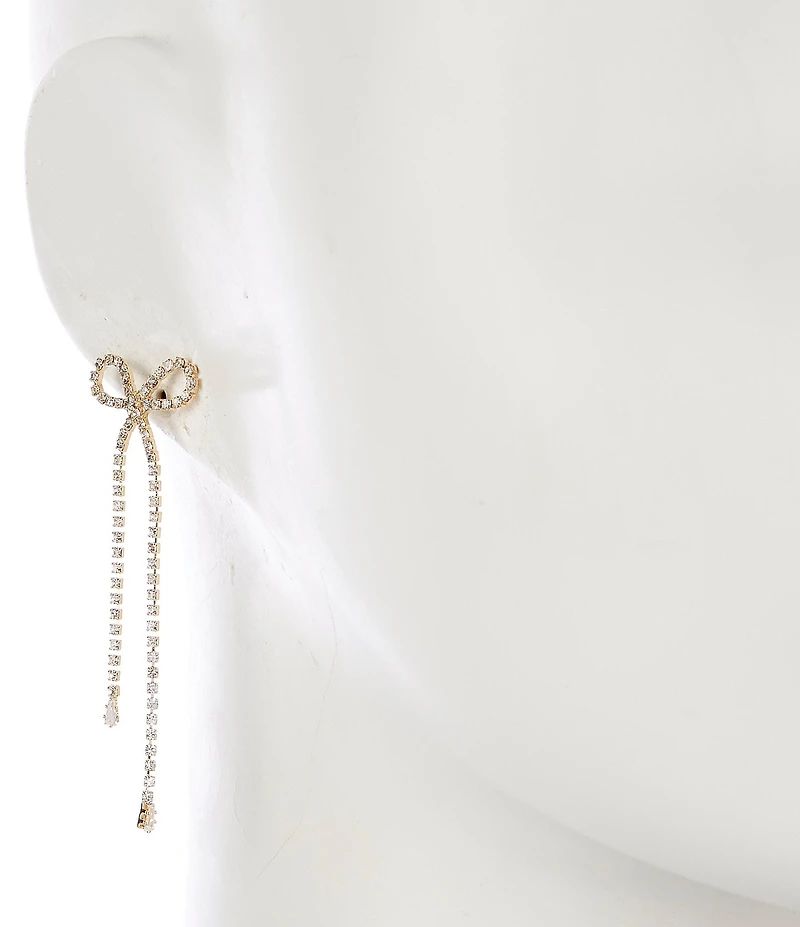 C by Cezanne Baby Stone Bow Drop Earrings