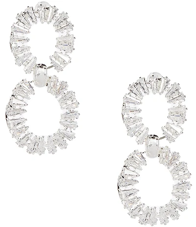 C by Cezanne Baguette Double Drop Earrings
